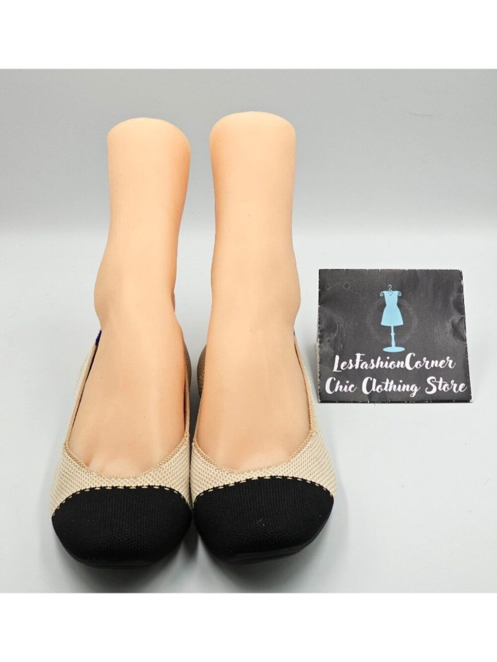 Rothy's Women's Black Beige The Square Slip-On Shoes Squared-Toe Flats Sz 9 2743 - Picture 14 of 16